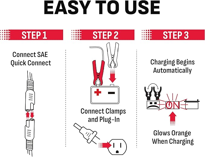 Schumacher Electric 1.5A Car Battery Charger and Maintainer, 3-in-1 Solution, for 6V/12V Power Sport, Automotive, and Marine Batteries, SC1355.