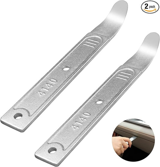 4140 Pry Tool, 2pcs Pry Bar Trim Removal Tool, Pocket Pry Bar, Car Trim Removal Tool Kit, Easily Removes Trim, Paneling, Sheet Metal, Fasteners, and More (2)