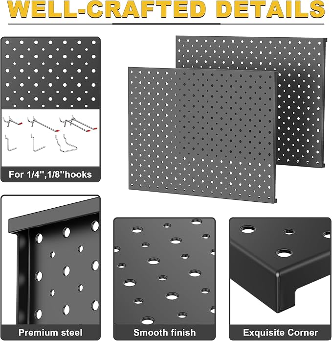 Ultrawall Pegboard Display Stand, Metal Tabletop Pegboard Display, Accessories Rack Organizer for Jewelry, Retail Stores, Craft Shows, 12"X16", 2pcs Black