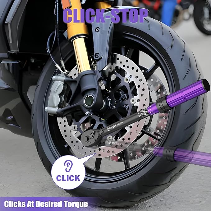 3/8 Inch Drive Click Torque Wrench, 5-45 Ft-Lb/6.8-61Nm, Dual Direction, ±3% Accuracy, 72 Tooth, Lightweight Aluminum Torque Wrench for Bicycle, Moto and Car Spark Plug Repair