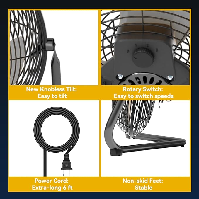 20 Inch Floor Fan Pro Series - High Velocity Floor Fan for Commercial, Residential, Warehouse, Covered Patio, Shop, Garage, Barn, 3 Speed 360-Degree Tilt 5300 CFM UL Safety Listed