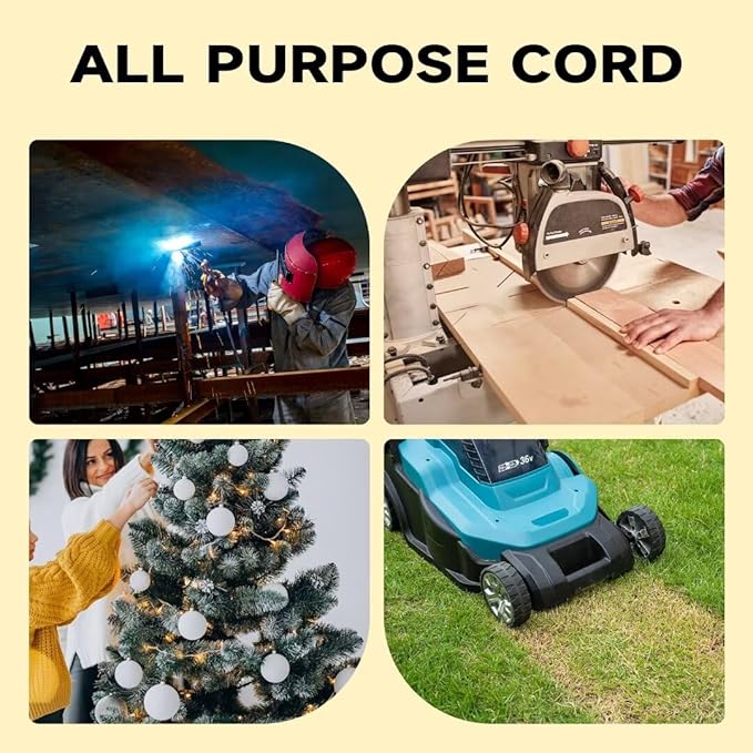Outdoor Extension Cord with Lighted End, 12 Gauge Heavy Duty Extension Cord 25 FT, 3 Prong Grounded 15 Amp Extension Cord, 12/3 SJTW Waterproof Power Cord for Appliance, UL Listed, Yellow