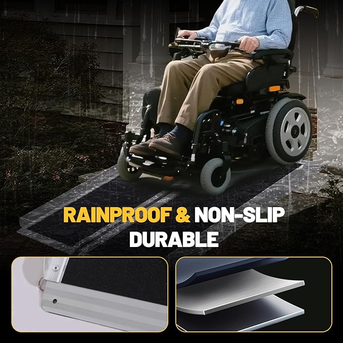 3FT Portable Wheelchair Ramp Anti-Slip Aluminum Folding Portable Ramp 800LBS Capacity Folding Non-Slip Aluminum Handicap Ramp, for Home Steps, Stairs, Doorways, Car, Curbs(3FT Using Height 3-9inch)