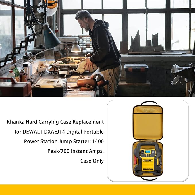 Khanka Hard Carrying Case Replacement for DEWALT DXAEJ14 Digital Portable Power Station Jump Starter: 1400 Peak/700 Instant Amps, Case Only