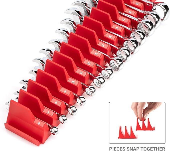 TEKTON Stubby Combination Wrench Set with Modular Organizers, 25-Piece (1/4-3/4 in., 6-19 mm) | WCB95403