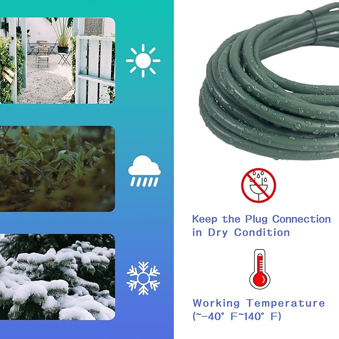 Indoor Outdoor Extension Cord 25 FT, 16/3 SJTW Weatherproof Green Electrical Cords, 13 AMP Heavy Duty 3 Prong Power Cable Great for Garden, Landscaping & Holiday Decorations