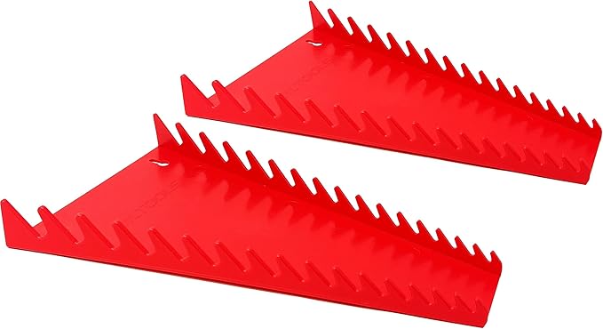 MLTOOLS 16-Tool Standard Wrench Organizer - Low-Profile V-Shape Wrench Holder, Fuel & Solvent Resilient - In-Drawer Wrench Tray For Garage, Workshop - Made in USA Red x 2