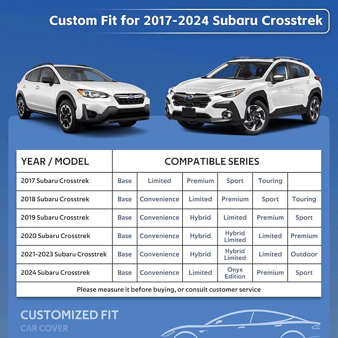 10 Layers SUV Car Cover Custom Fit for Subaru Crosstrek (2017-2025) Waterproof All Weather for Automobiles, Outdoor Full Cover Rain Sun UV Protection.Silver