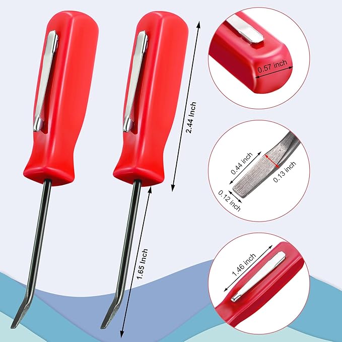 6 Pieces Mini Pocket Pry Bar with Clip Mini Pry Bar Set 4.5 Inch Length for Home Office Car Repair Gadgets Mechanics Electricians Technicians (Red)
