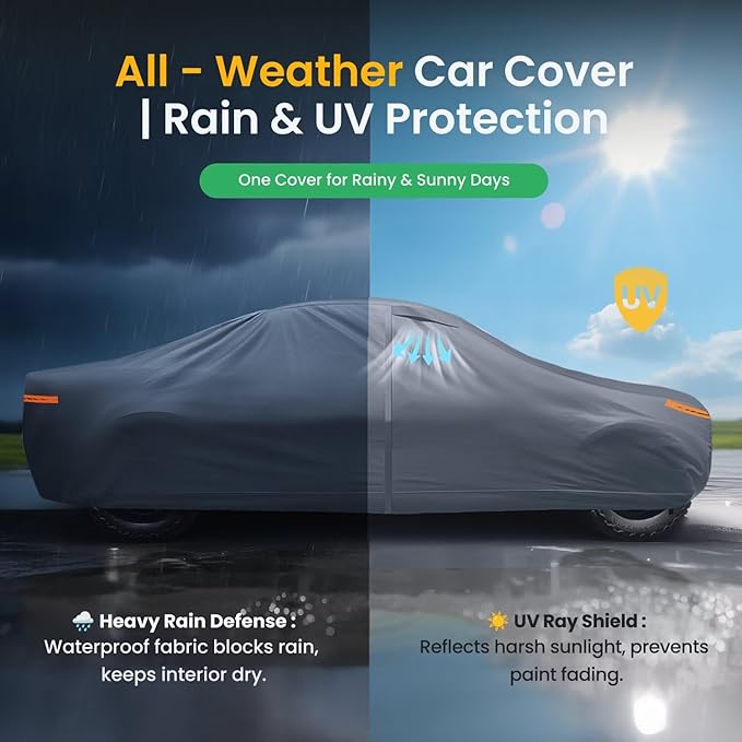 2026 Upgrade Car Cover Waterproof All Weather, Heavy Duty Full Exterior Cover Universal Fit Sedan Toyota Corolla/Prius, Honda Civic, vw Jetta, Kia Forte, Nissan Sentra, Hyundai Elantra etc.