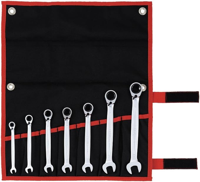 TONE RMR700 13° Ratcheting Ring Wrench Set w/ Canvas Case.