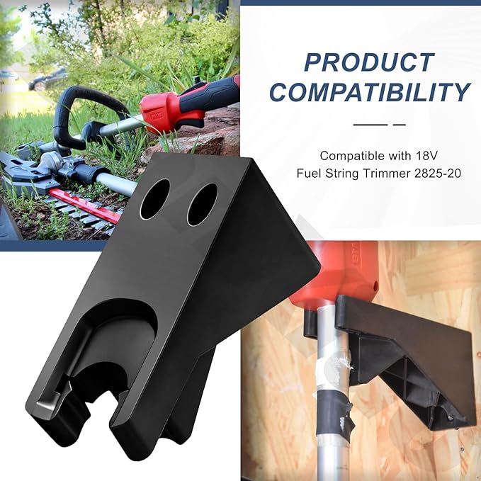 Wall Mount for 18V Fuel String Trimmer 2825-20 - Heavy-Duty Black Wall Mounting Bracket, String Trimmer Holder Storage Hook Fits Handle Diameter 1" - Save Space
