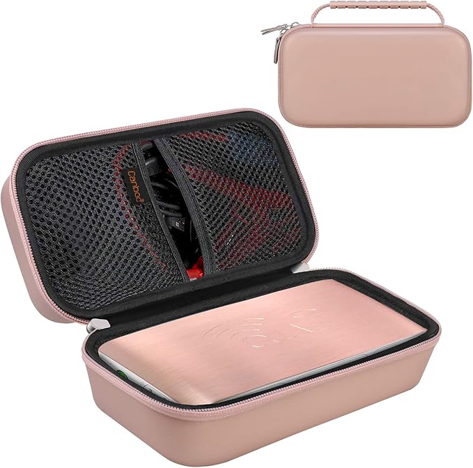 Canboc Carrying Case for Halo Bolt Portable Car Jump Starter 58830/57720/44400 mWh, Halo Bolt ACDC Max 55500 mWh Phone Charger, Mesh Bag for Jumper Cable, AC Wall Charger, Charge,Rose Gold