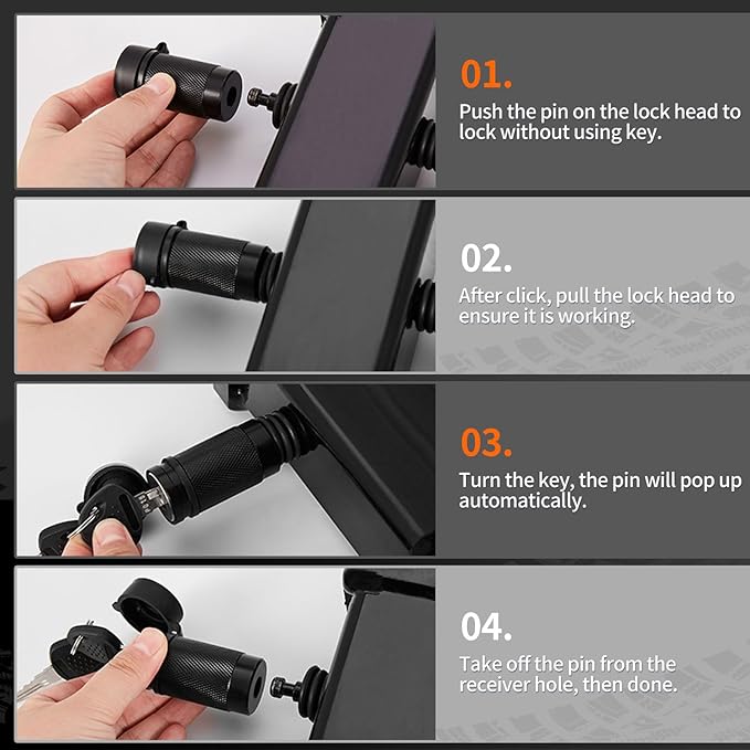 METOWARE Keyed Alike Trailer Lock Set, 5/8" Hitch Pin (3-1/2" Usable Length) for 2 & 2.5" Receivers (Class III IV V) & 1/4" Coupler Lock with Red Rubber Ring, Anti-Theft Towing Security, 4 Keys