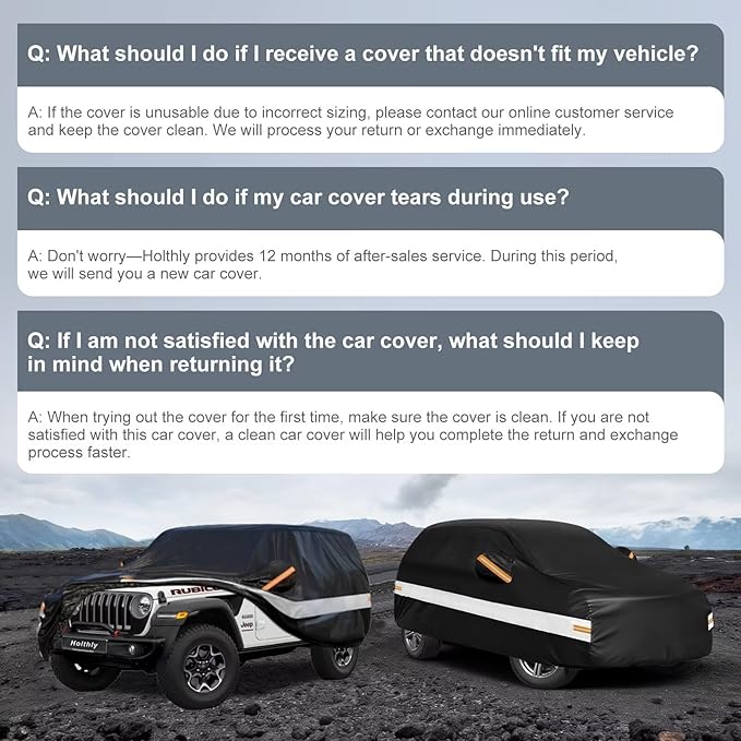 10 Layers Car Cover Custom Fit for Jeep Wrangler 2Door 2dr, Waterproof All Weather for Automobiles, Outdoor Full Cover Sun Dust Rain Protection with Cotton. Black