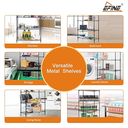 Catalina Creations EFINE 5-Shelf Shelving Unit with Shelf Liners Set of 5, Adjustable Storage Rack, Steel Wire Shelves, Shelving Units and Storage for Kitchen and Garage (35.5W X 15.8D X 71H)
