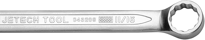 Jetech 11/16 Inch Combination Wrench, Industrial Grade Spanner with 12-Point 15-Degree Offset Chrome Vanadium Steel Forged Heat-Treated, SAE