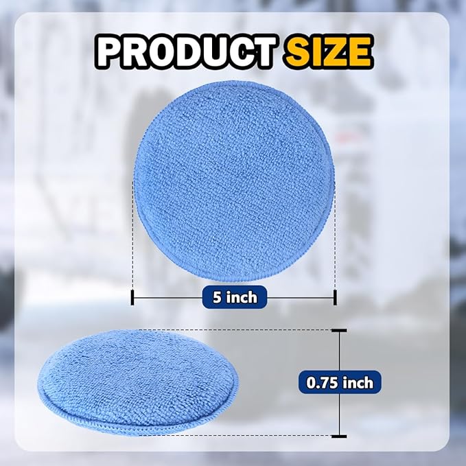 AIDEA Car Wax Applicator Pad, Microfiber Applicator Pad for Buffing & Detail Polishing, 6PK Round Foam Pads for Car Cleaning and Fine Polishing, 5 Inch