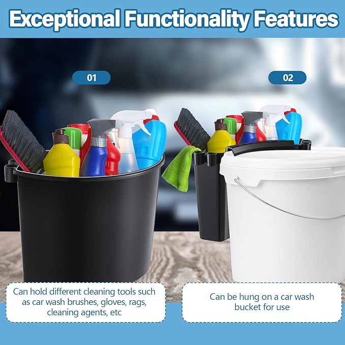 4 Pcs Car Detailing Bucket Organizer 10.2 x 7.8 x 5.5 Inch Car Washing Bucket Caddy Portable Multipurpose Hanging Organizer for Accessories Tool Home Garden Camping (Black)