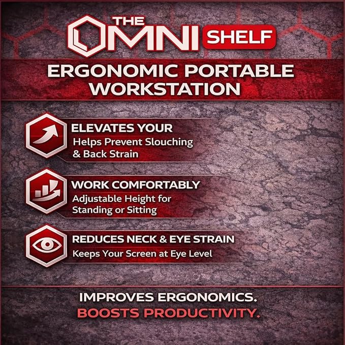 The OmniShelf Portable Workstation, Magnetic Toolbox, Laptop Stand w/ 50 lb Capacity, Hands Free Workstation, Attach to HVAC, Trucks, Walls, Poles etc. (Model # OSO1 - Magnets)