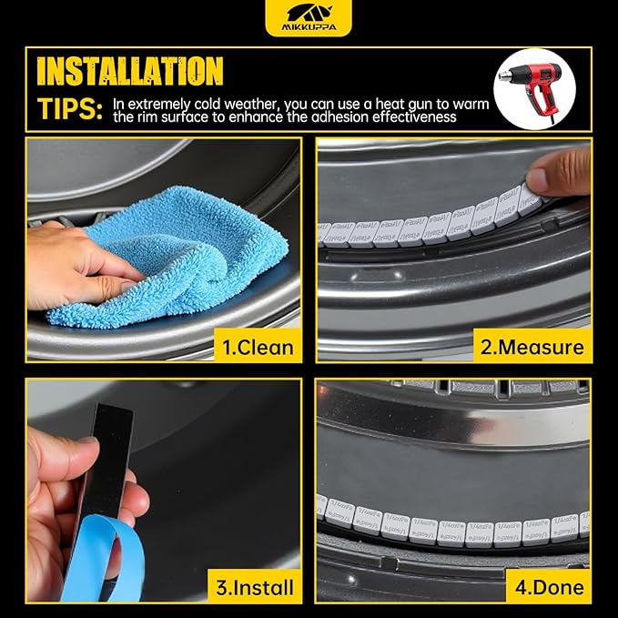MIKKUPPA Adhesive Stick on Wheel Weights - 1/4oz, 0.25oz (576pcs, 144oz/box) Low Profile Easy to Peel, Tire Weights for Cars Trucks SUVs Motorcycles RC Cars, OEM Quality