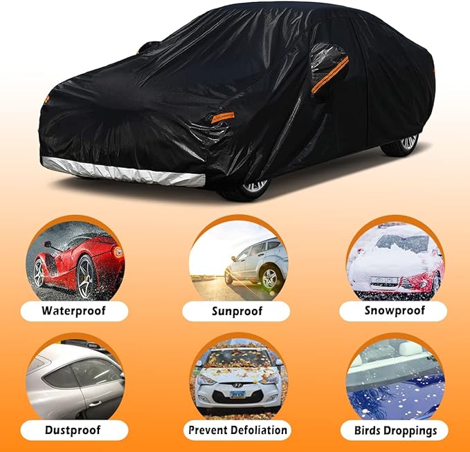 7 Layer Car Cover Custom Fit Lincoln MKZ (2006-2025) Waterproof All Weather, Heavy Duty Outdoor Snow Sun Rain Uv Protection (Ships from US Warehouse, Delivery 3-8 Days)