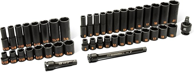 GEARWRENCH 44 Piece 3/8" Drive 6 Point Standard & Deep Impact SAE/Metric Hi-Viz Socket Set | 84916H