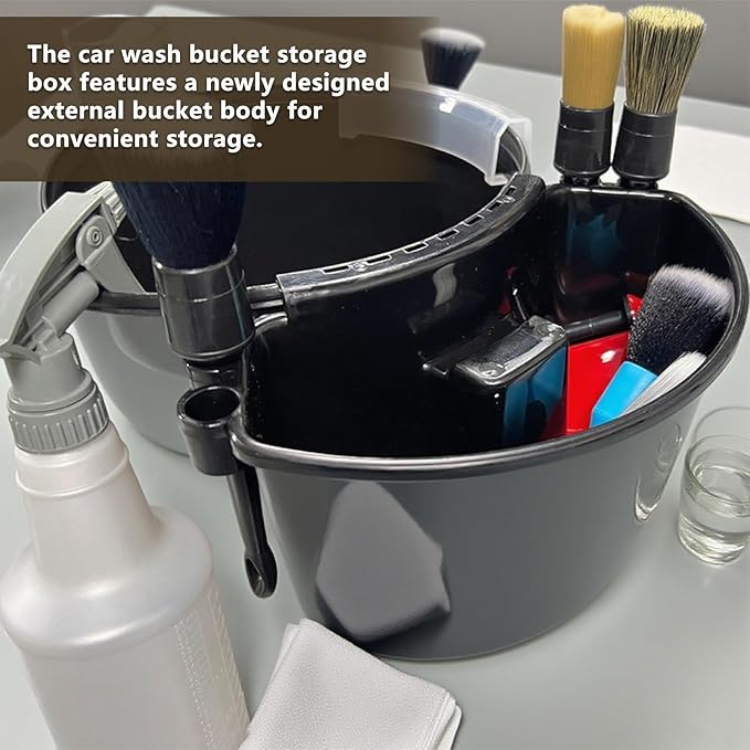 6 Pcs Car Detailing Bucket 11.6 x 8.2 Inch Portable Car Washing Bucket Multipurpose Auto Wash Tool Hanging Organizer for Accessories Tool Picnic