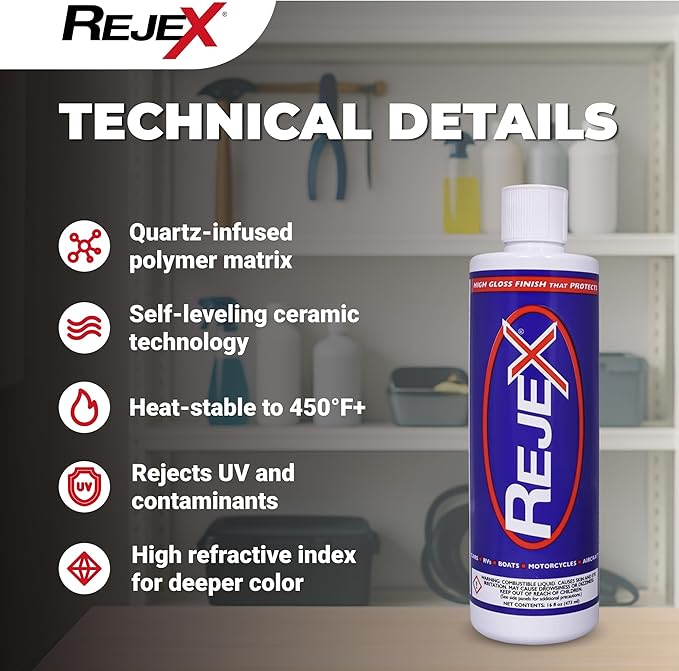 RejeX High Gloss Finish That Protects, Long-Lasting Polymer Coating for Cars, Trucks, Boats, RV, Motorcycles, Aircraft, Glass, Painted Metal, Fiberglass, Acrylic, Gel Coat & Plastic Surface, 4 Fl Oz