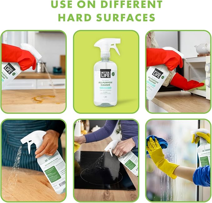 Better Life All Purpose Cleaner - Multipurpose Plant Based Home and Kitchen Cleaning Spray for Glass, Countertops, Appliances, Upholstery & More - Multi-surface Spray Cleaner - 24oz Unscented