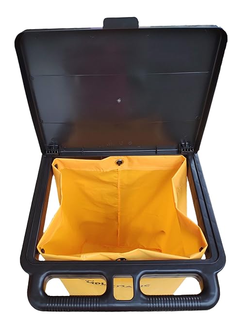 Simpli-Magic Janitorial Cart, 330 lbs Capacity – 3-Shelf Commercial Housekeeping Cleaning Cart on Wheels, 25 Gallon Bag with Lid – Stable, Smooth Movement