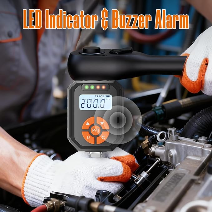 1/2" Digital Torque Wrench Adapter Set, 7.3-147.5 Ft.lb/10-200 N.m Electronic Torque Adapter with Buzzer & LED Indicator for Automotive Motocycle Car Repair