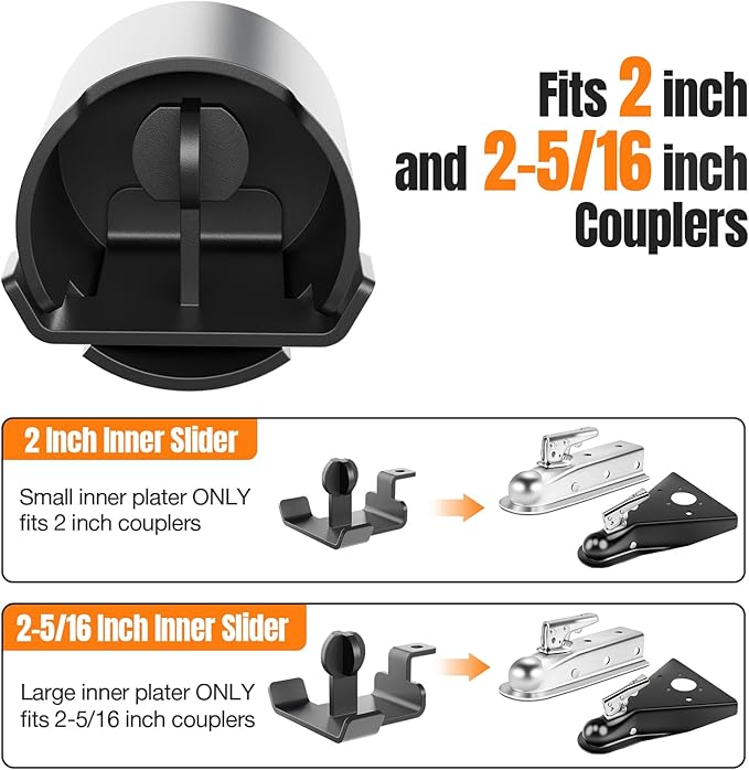 Heavy Duty Trailer Hitch Locks Fits 2" and 2-5/16" Couplers, Upgraded Anti Theft Trailer Tongue Lock Secure with Coupler and Safety Chain, Trailer Lock for RV Camper Trailer Truck Pickup Boats(Sliver)