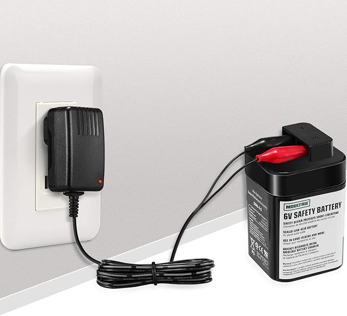 RUSFOL [UL Listed] 6-Volt Battery Charger for Moultrie Battery (Input 100-240V, Output 6V 0.6A)