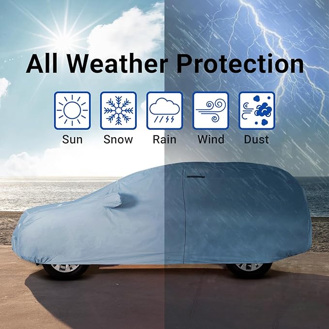 iCarCover Premium SUV Cover for 2006-2015 Mercedes-Benz M-Class ML Heavy Duty Waterproof All Weather Automobiles Custom Full Exterior Indoor Outdoor Snow Rain Protection Covers (Stripe - Gray/Black)