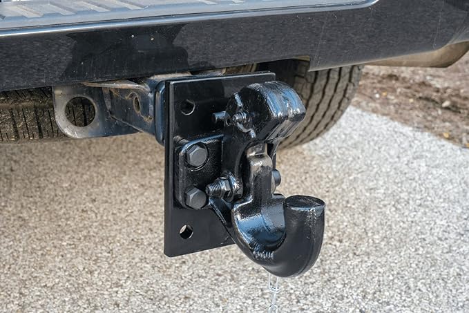 Mytee Products Mounting Plate with Pintle Hitch KIT: Pintle Hook Mounting Plate with 8 Ton 2 inch Ball for Trailers Bolt On Adjustable Pintle Hook Ball Combo - Powder-Coated, Heavy-Duty