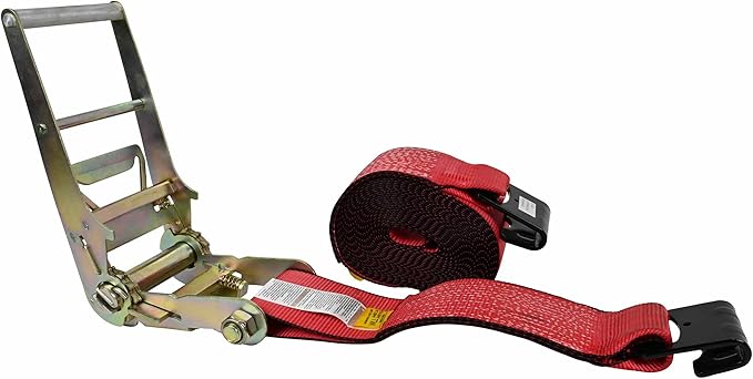 Mytee Products 4" x 30' Ratchet Straps w/Flat Hook, WLL 5,400 Trailer Tie Down Red (4 Pack)