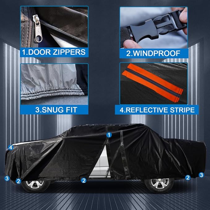 Heavy Duty Ford F350 /250 Long Style Truck Cover Waterproof All Weather, Outdoor Full Exterior Pickup Truck Cover, Rain, Sun, Wind Protection (Up to 264 in)