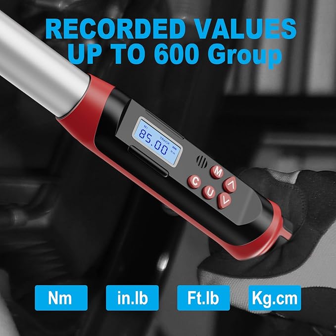 VANPO Digital Torque Wrench 3/4-Inch Drive 32-626 Ft-lb./42.5-850Nm, Dual-Direction, 4 Measurement Mode, Heavy Duty Electronic Torque Wrench with Buzzer & LED Indicator for Truck,Car