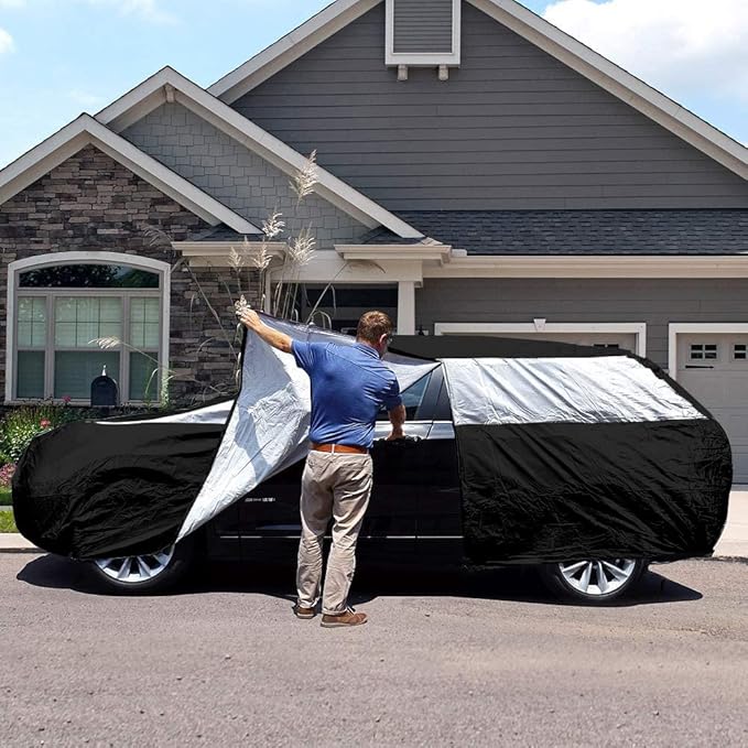 Titan Premium Multi-Layer PEVA Car Cover for Compact SUV 170-187". Waterproof, UV Protection, Anti-Scratch Protective Lining, Driver-Side Zippered Opening. Fits Rav4, Rogue, CR-V and More.