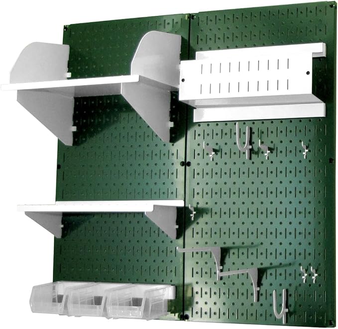 Wall Control Craft & Hobby Pegboard Organizer Storage Kit with Green Pegboard and White Accessories