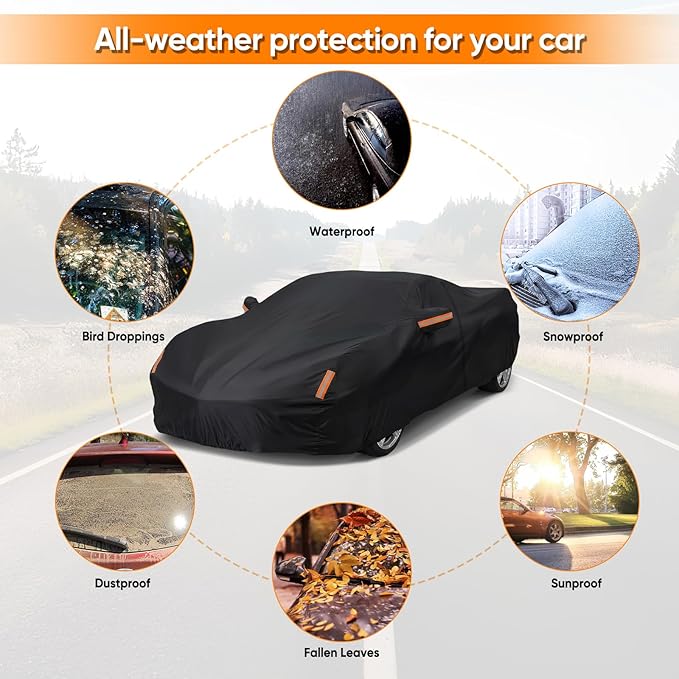Car Cover Custom Fit for Chevrolet Corvette C4 C5 C6 C7 C8 1980–2026, Outdoor Waterproof All Weather Heavy Duty Full Exterior Cover for Sun Rain Snow UV Dust Protection with Door Zipper