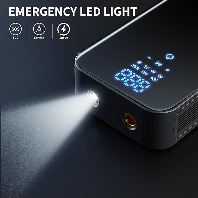 Tire Inflator Portable Air Compressor One Click Smart Pump Tire Inflator with Tire Pressure Gauge (150 PSI) 4500 mAh 2X Faster for Car Motorcycle Bicycle