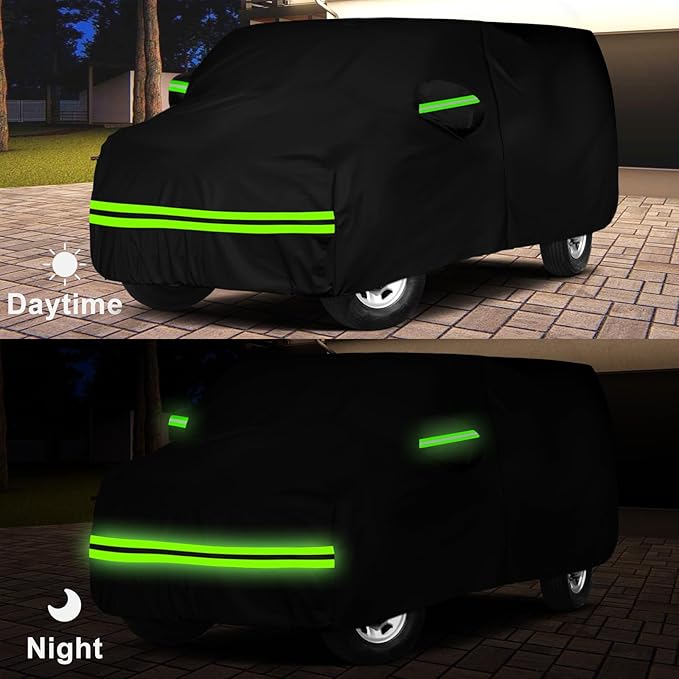 Waterproof Car Cover Compatible with Chevrolet Express/GMC Savana Cargo Van 1500/2500/3500 Extended Length LWB 2003-2025, 6 Layers Car Covers with Zipper Door for Snow Rain Dust Protection