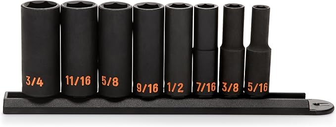 GEARWRENCH 8 Piece 3/8" Drive 6 Point SAE Hi-Viz Deep Impact Socket Set | 84915H