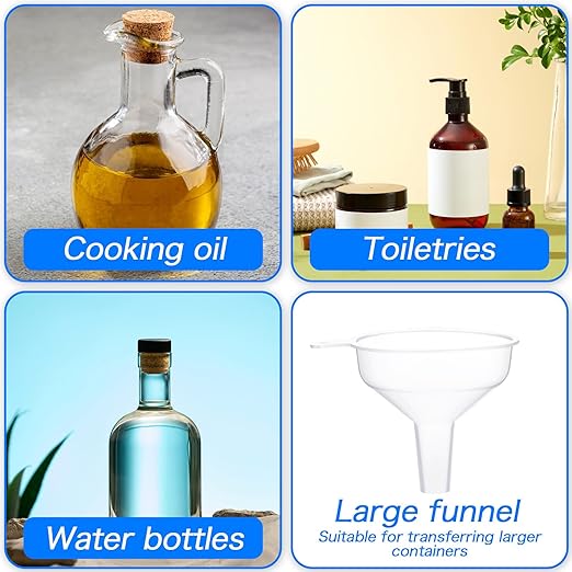 12 Pcs Small Funnel Kit Mini Plastic Clear Funnel Sets Bottles Filling Tool Essential with Droppers Pipette Dispenser for Kitchen Sand Art Perfume Spice Powder Oils Capsules Pet Souvenirs Food