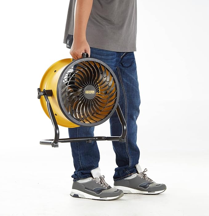 HiCFM 10" High-velocity Drum Air Circulator Fan 1000 CFM Large Airflow Turbo Shop Floor Fan with 360-degree Pivoting Head, 3-speed 1/12 HP Motor