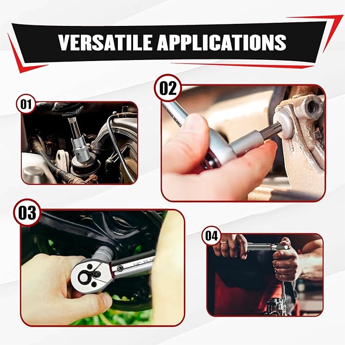 YIYITOOLS 27Pcs 1/4 Inch Drive Click Torque Wrench Set, Bike Maintenance Kit with Bit Sockets, Adapter, Universal Joint & Extension Bar, 2.3-27.1NM (20-240IN.LB) ±3% Precision