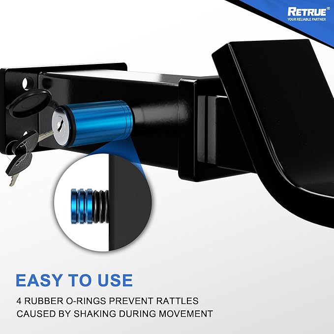 RETRUE Trailer Hitch Receiver Pin Lock - Black, 2 Inch Receiver, 5/8" Dia Hitch Lock for Securely Locking Trailer Hitch with Two Keys, Blue