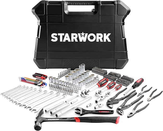 STARWORK TRUE MECHANIC™ 324-Piece Mechanics Tool Set and Socket Set with 22oz Dragon One-Piece Rip Hammer w/Grip, Professional
